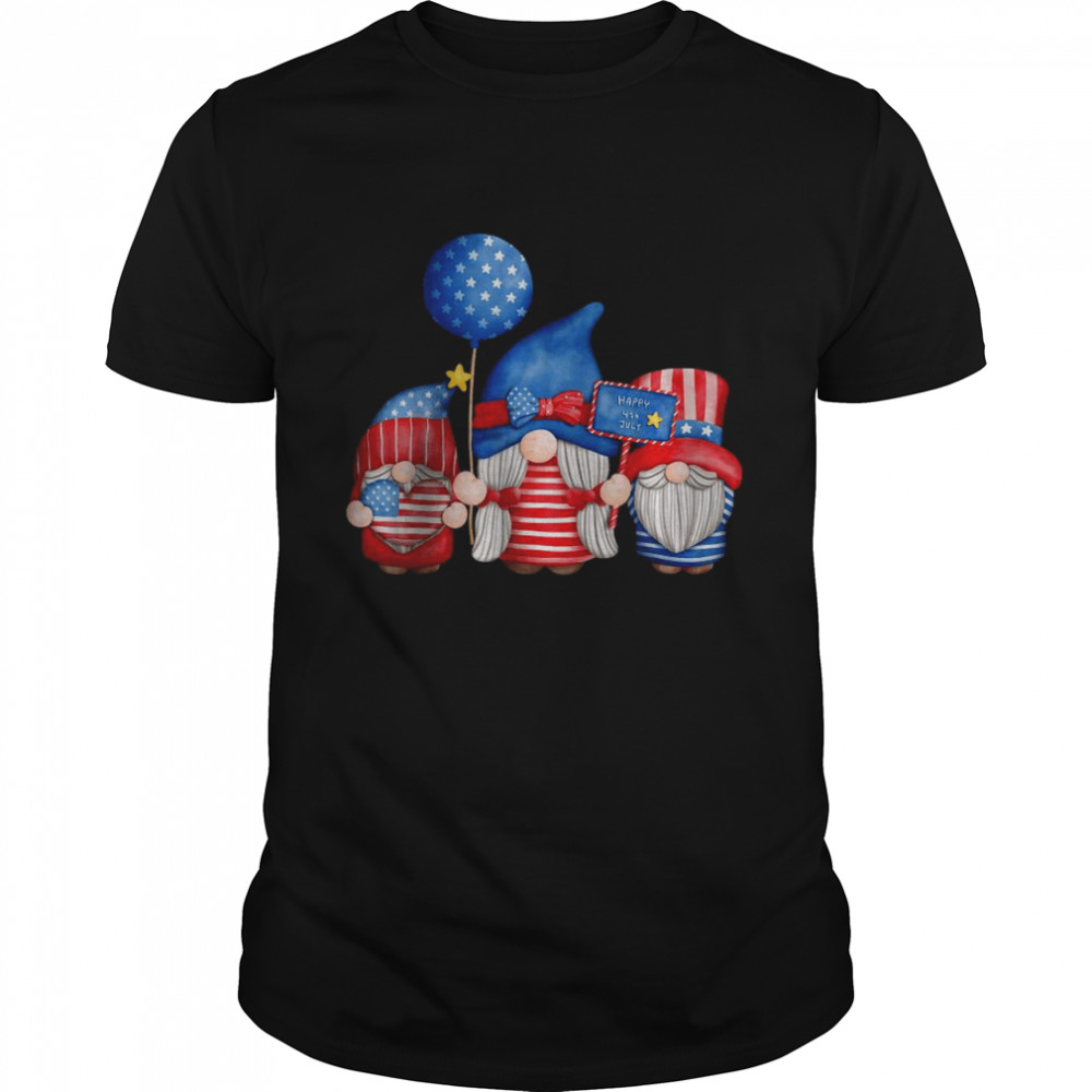 Gnome 4Th Of July American Flag God Bless America T-Shirt