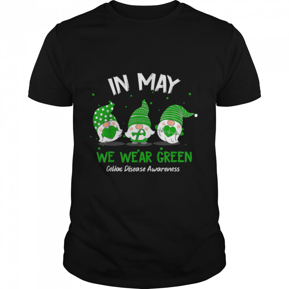 Gnome In May We Wear Green Ribbon Celiac Disease Awareness T-Shirt B09ZKRNX6P