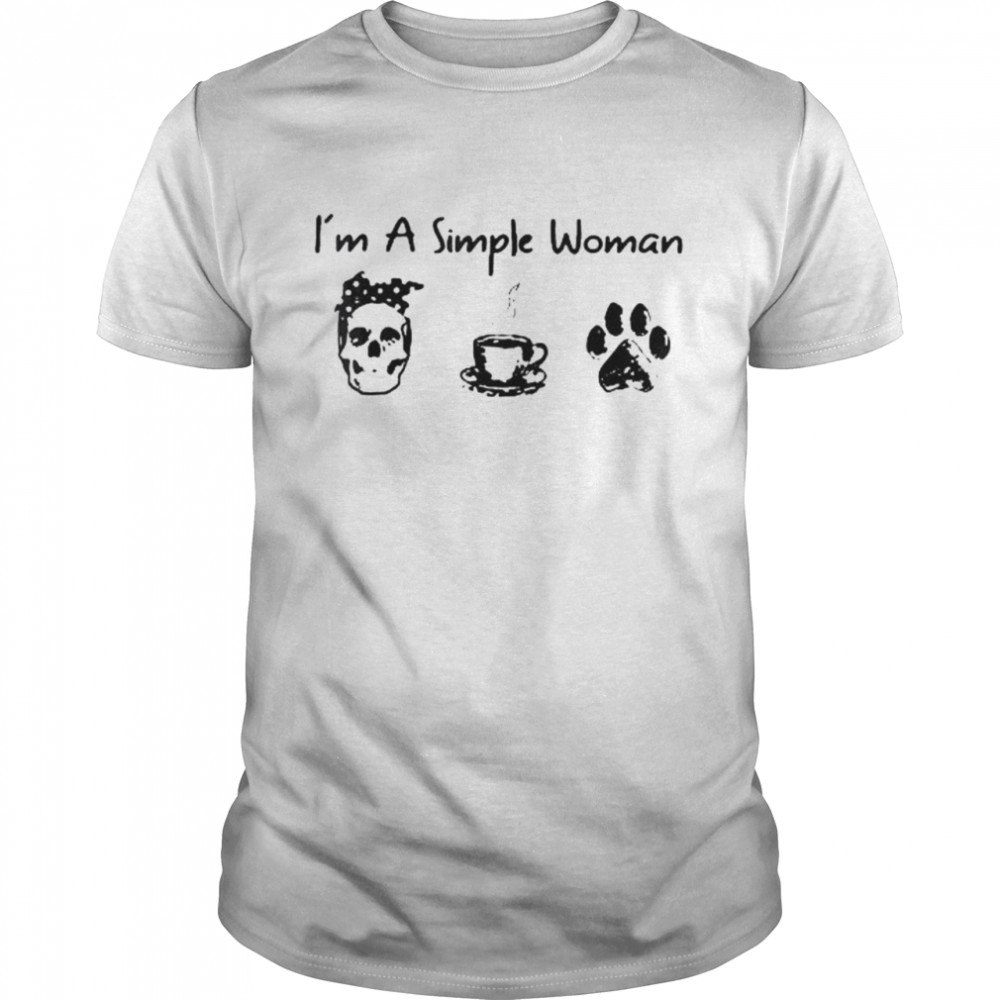 I’m a simple woman skull dog coffee lover skull lady mom shirt Classic Men's T-shirt