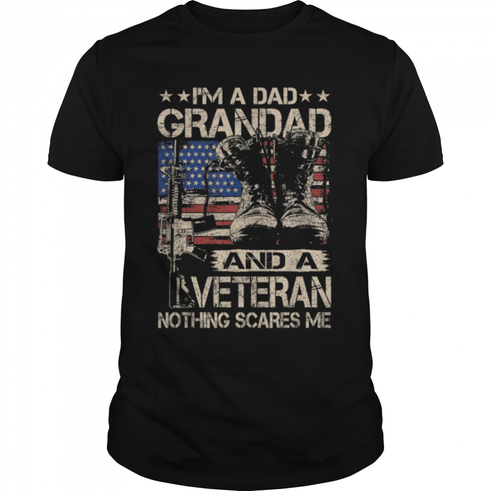 Mens I'm a Dad Grandad and a Veteran Funny Grandad Father's Day T- B09ZGX2ZK4 Classic Men's T-shirt