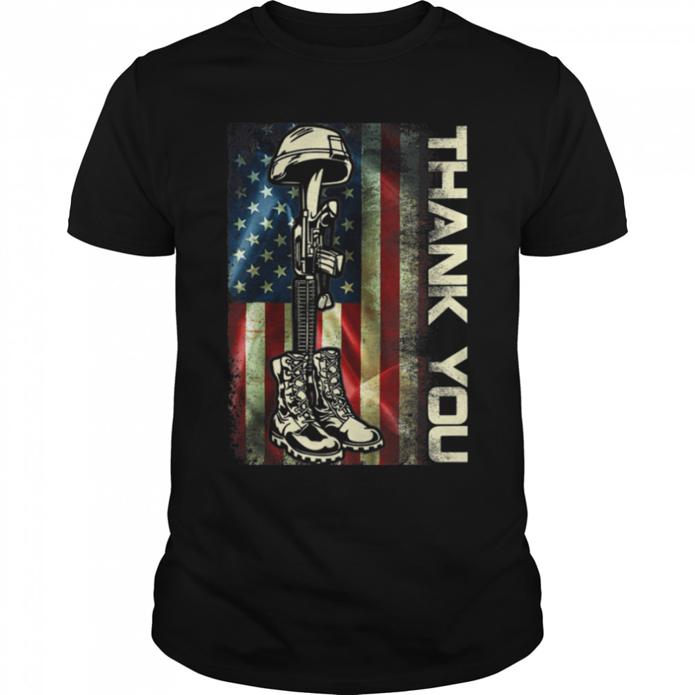 Thank You Patriotic Shirts Memorial Day 4th Of July US Flag T-Shirt B09ZHDS2XN