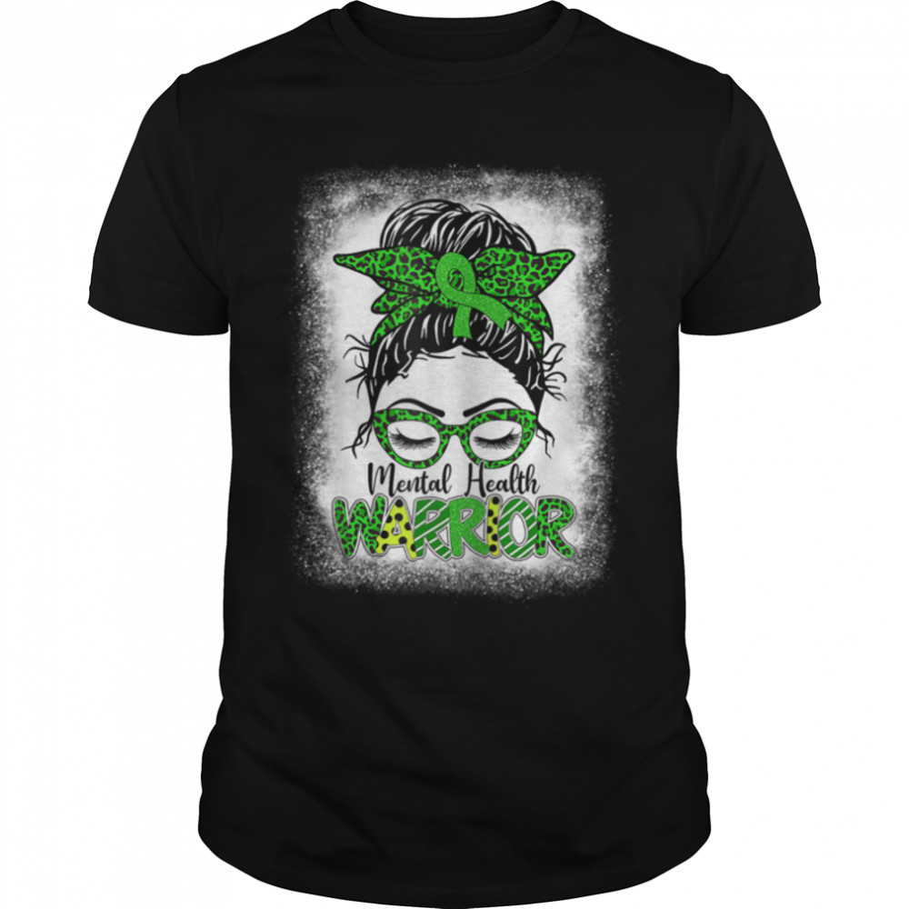 Womens Mental Health Warrior Messy Bun Women Mental Health Matters T- B09ZKTWRF7 Classic Men's T-shirt