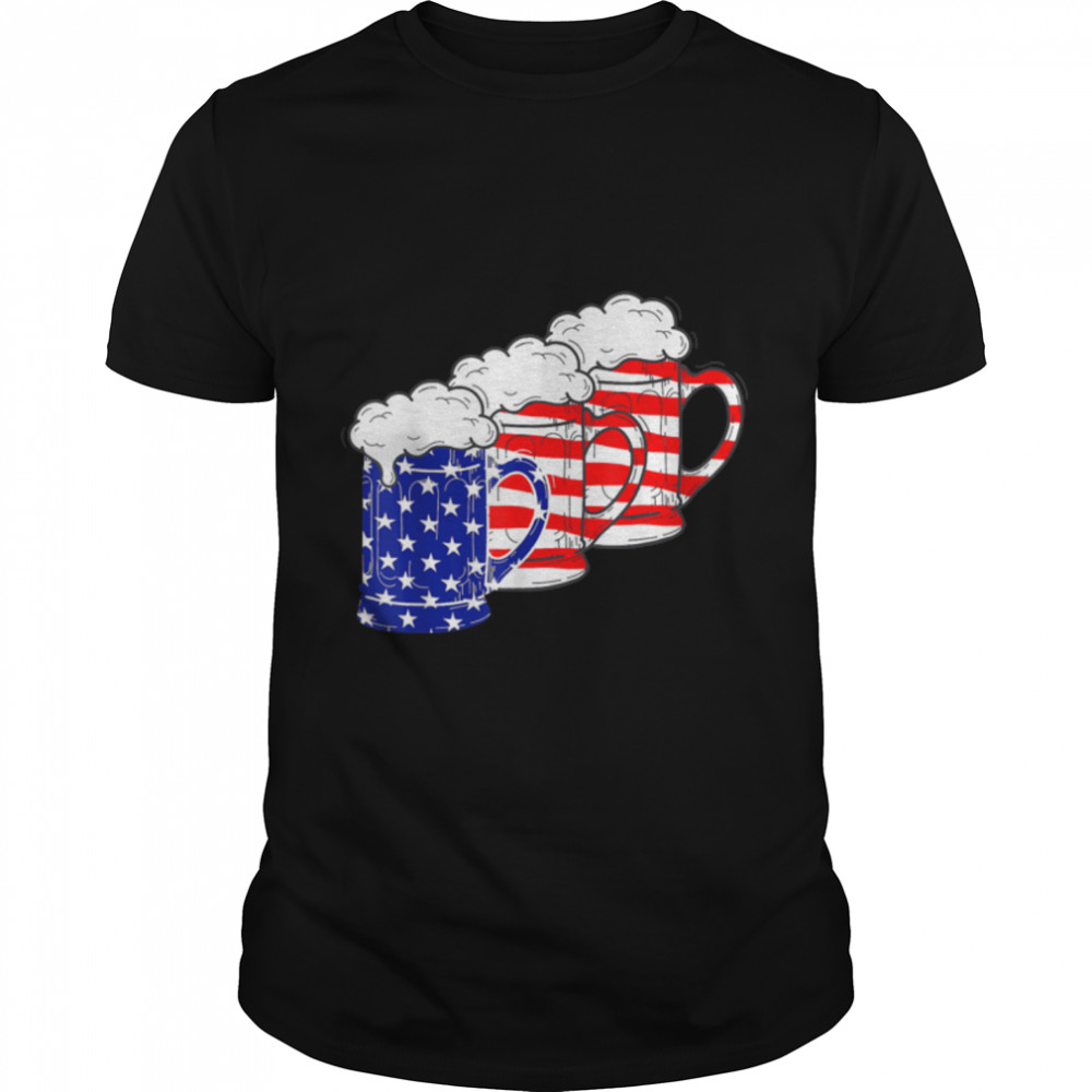 Beer American Flag T Shirt 4th Of July Men Women Merica USA T-Shirt B09ZP27N8X