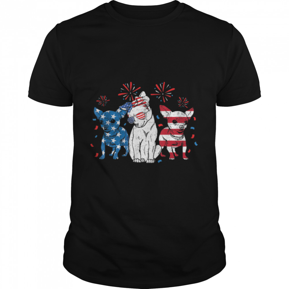 Chihuahua 4Th Of July Men American Usa Flag Dog Lover T-Shirt B09Zp2Mzld