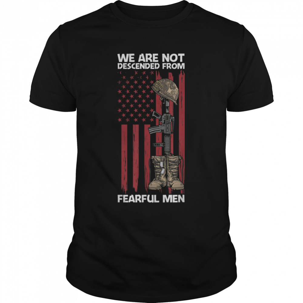 Fearful Men Soldier Veteran Rifle Usa Flag T-Shirt B09Znnxwsg