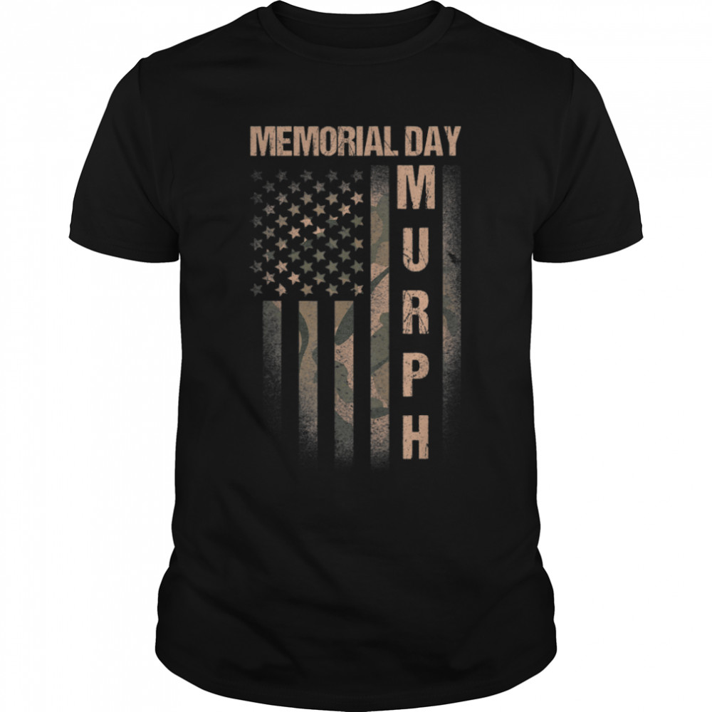 Murph Workout Patrioticic Memorial Day Camo American Flag T-Shirt B09ZNN7DBM