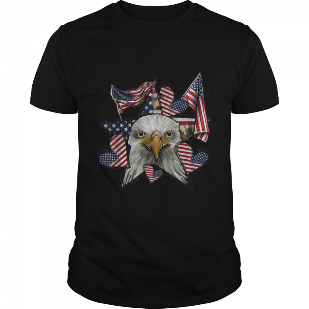 Patriotic Eagle 4th of July, USA Star American Flag Merica T-Shirt B09ZP2X3ZX