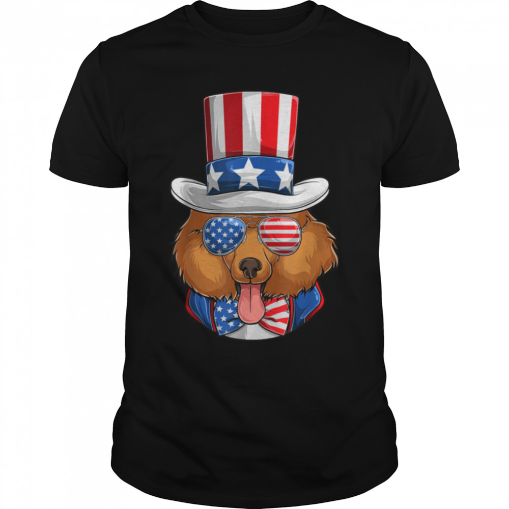Poodle Dog American Flag Shirts, Men 4Th Of July Patriotic T-Shirt B09Zns9Q3X