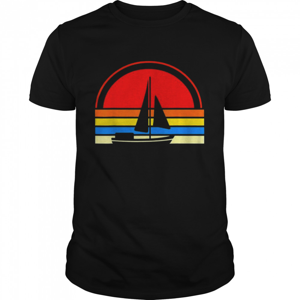 Sailing vintage retro sailboat boating boat present shirt