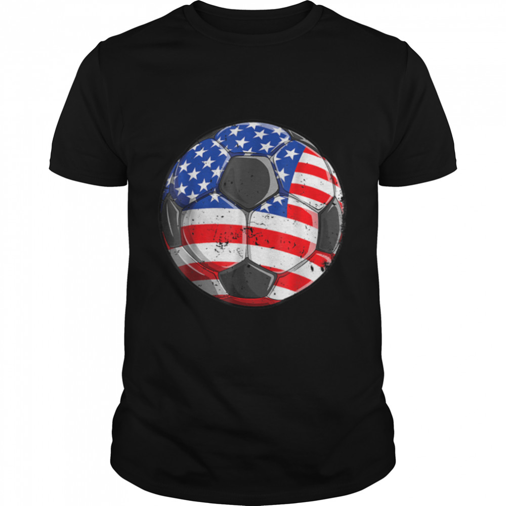 Soccer American Flag 4th of July T shirt Kids Boys Girls T-Shirt B09ZNQTTJ5