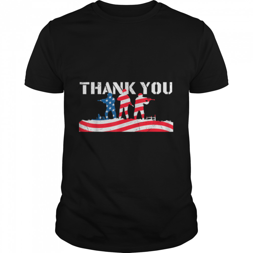 Thank You Veterans U.S. Flag Retired Soldier T-Shirt B09ZP3F68G
