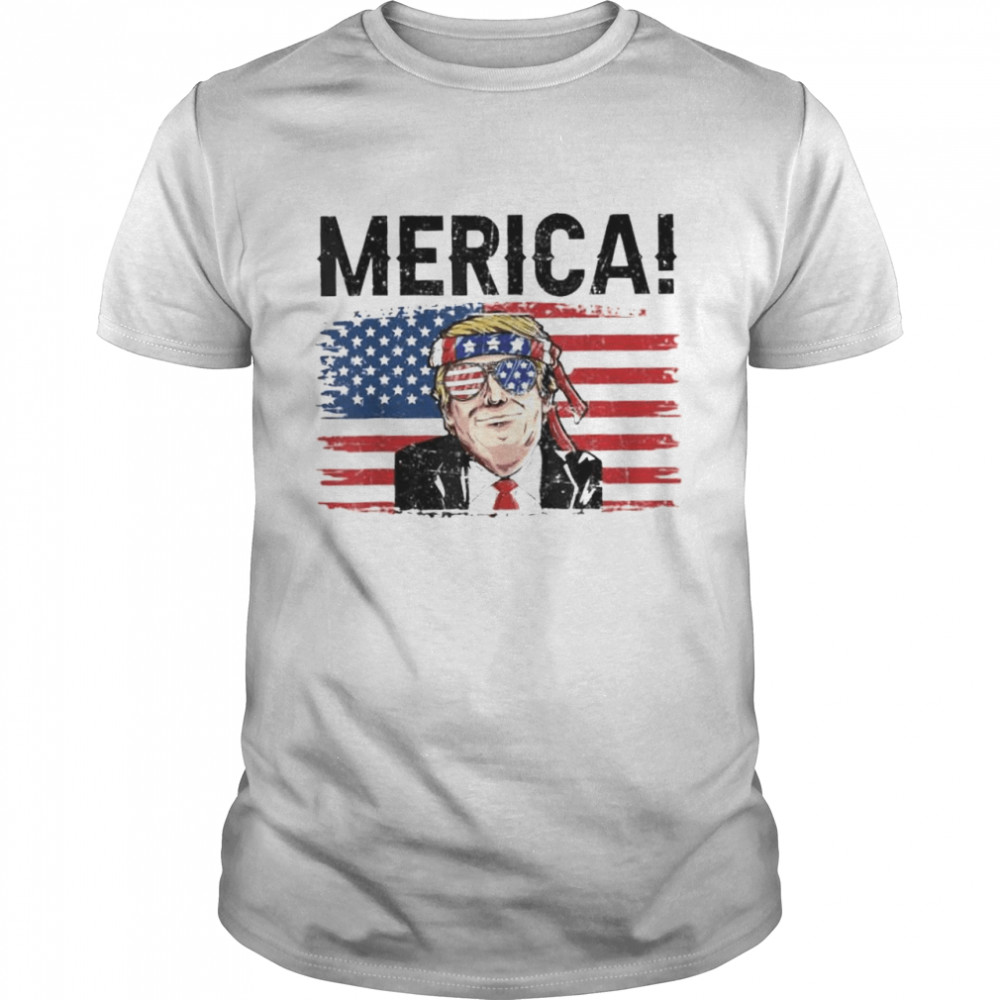 4Th Of July Merica Trump Usa American Flag Vintage Shirt