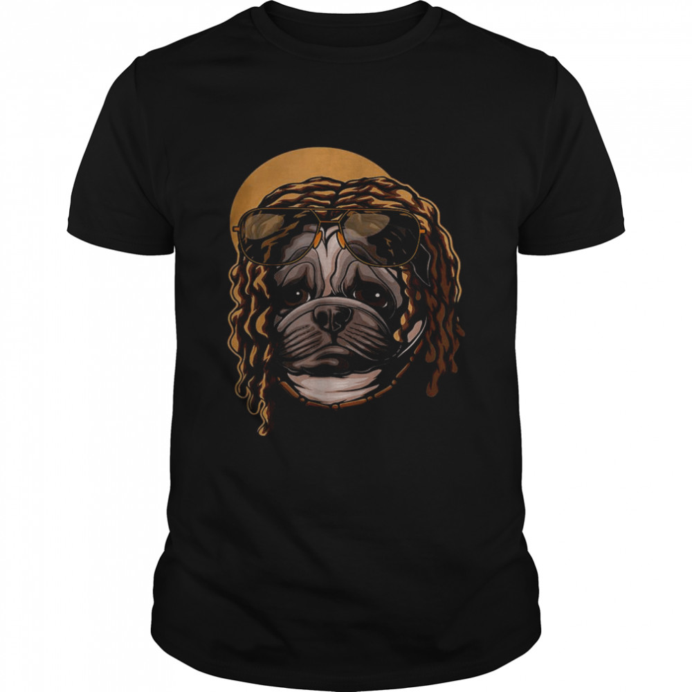 Dreadlocks Style Pug Dogs Hair Vector T-Shirt