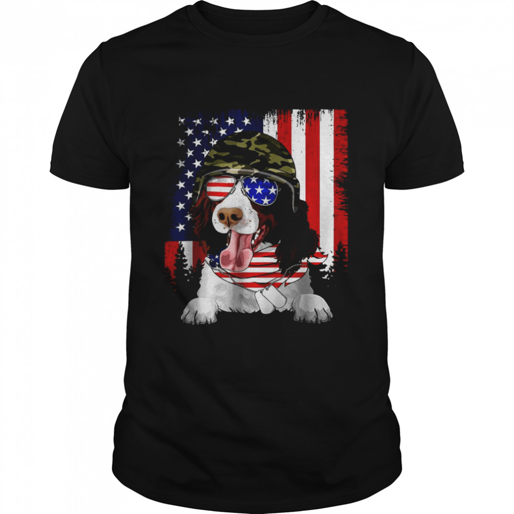 Best American Flag 4Th Of July English Springer Spaniel Dog Lover T-Shirt