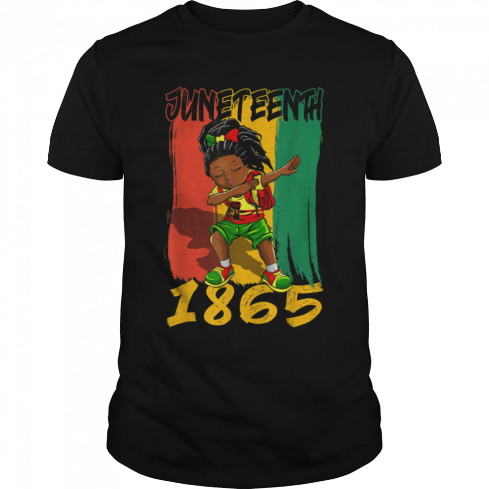 Black History Month Flag Juneteenth 1865 Dabbing Girl T-Shirt B09ZTPSC55