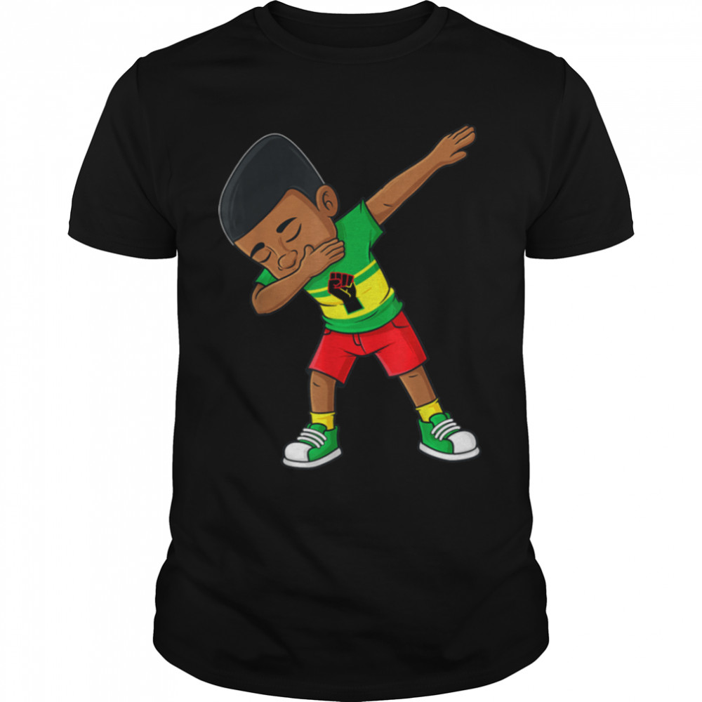 Dabbing Black King Juneteenth Brown Skin Boys Kids Teens T-Shirt B09Ztrr7R5