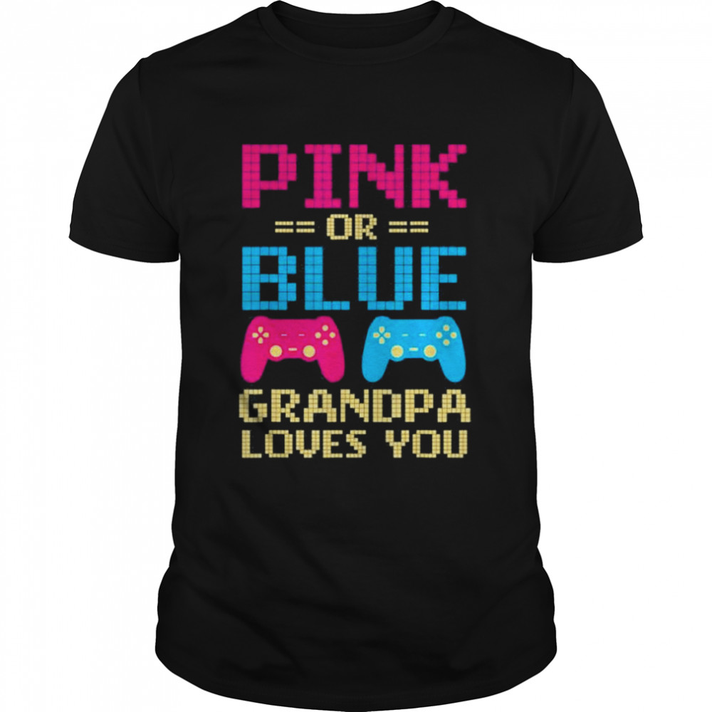 Pink or blue grandpa loves you family matching baby reveal shirt