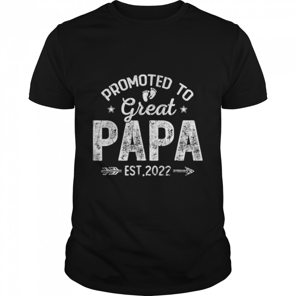 Promoted To Great Papa 2022 Vintage Father Day New Grandpa T-Shirt B09ZQPXTY2