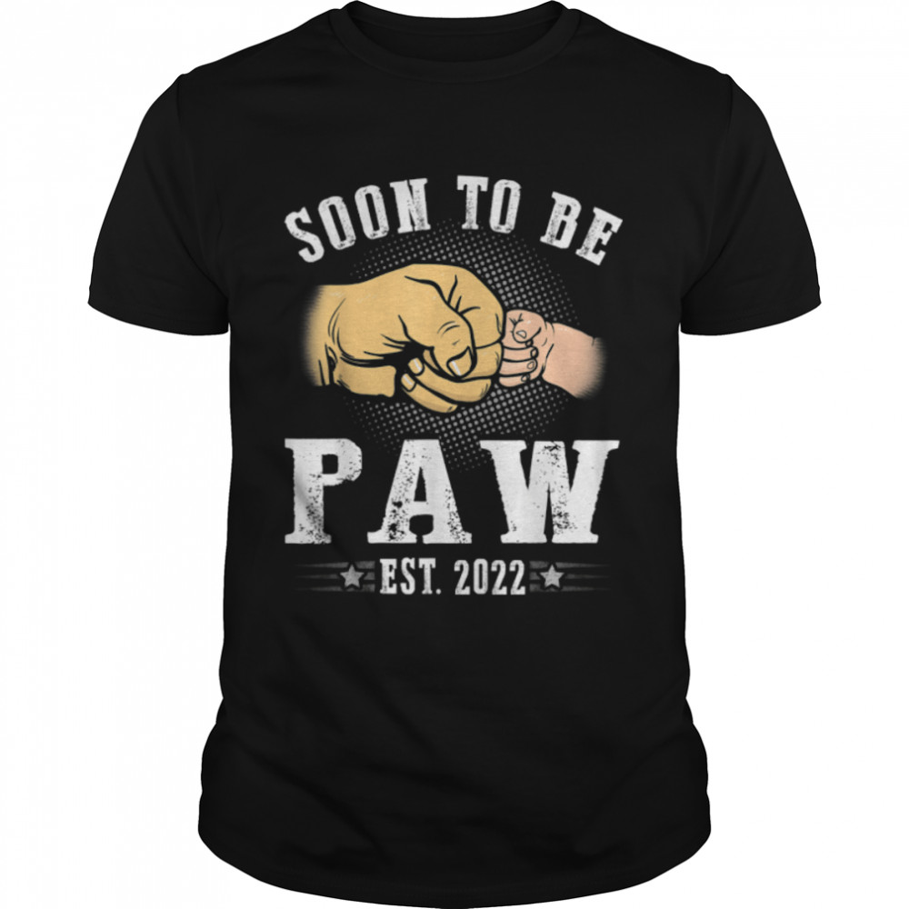Soon To Be Paw Est.2022 Retro Fathers Day New Dad T-Shirt B09Zqpg5Tc