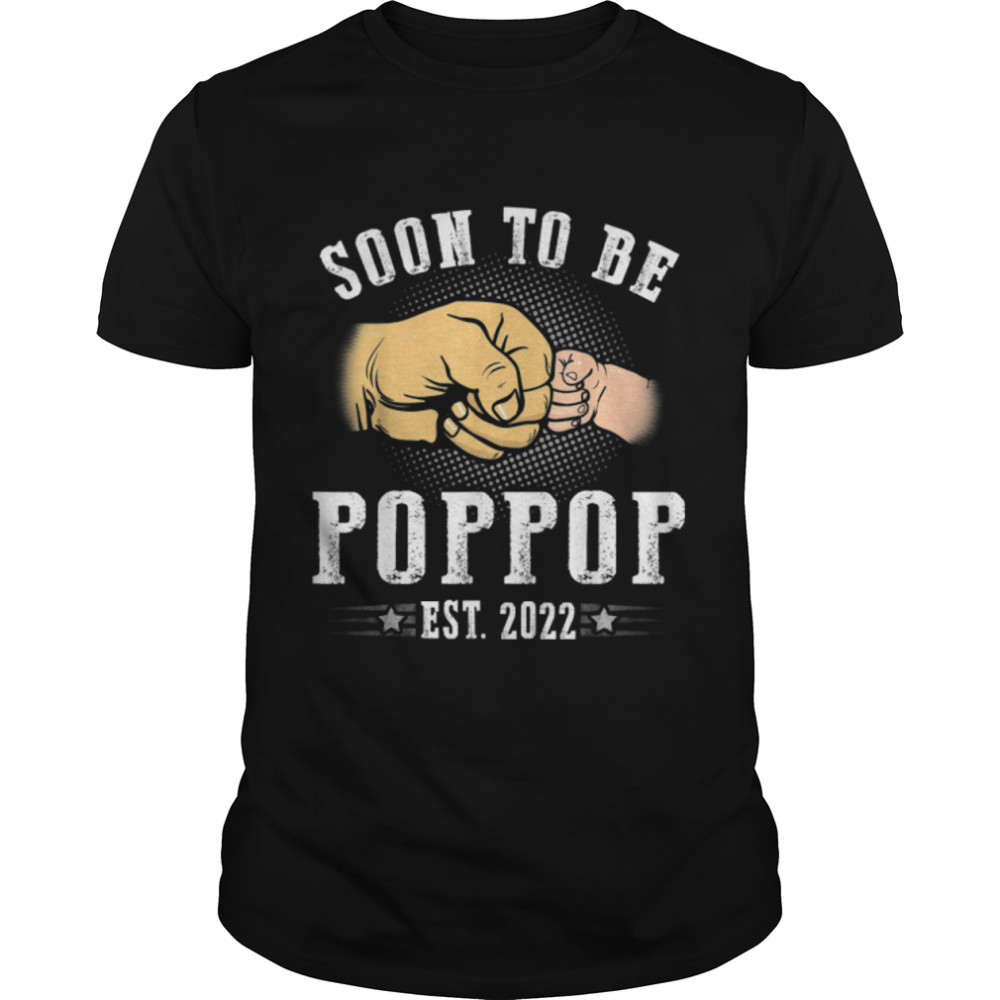 Soon To Be Poppop Est.2022 Retro Fathers Day New Dad T-Shirt B09ZQR473L