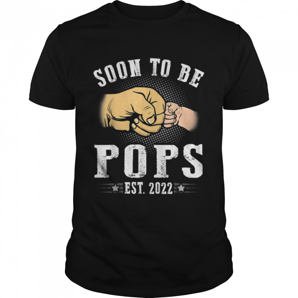 Soon To Be Pops Est.2022 Retro Fathers Day New Dad T-Shirt B09Zqr12Xw