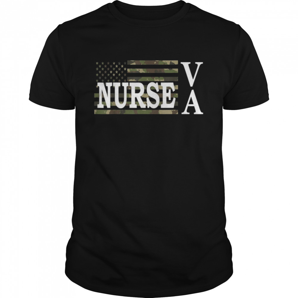 Usa Heart Amercian Flag Va Nurse Shirt
