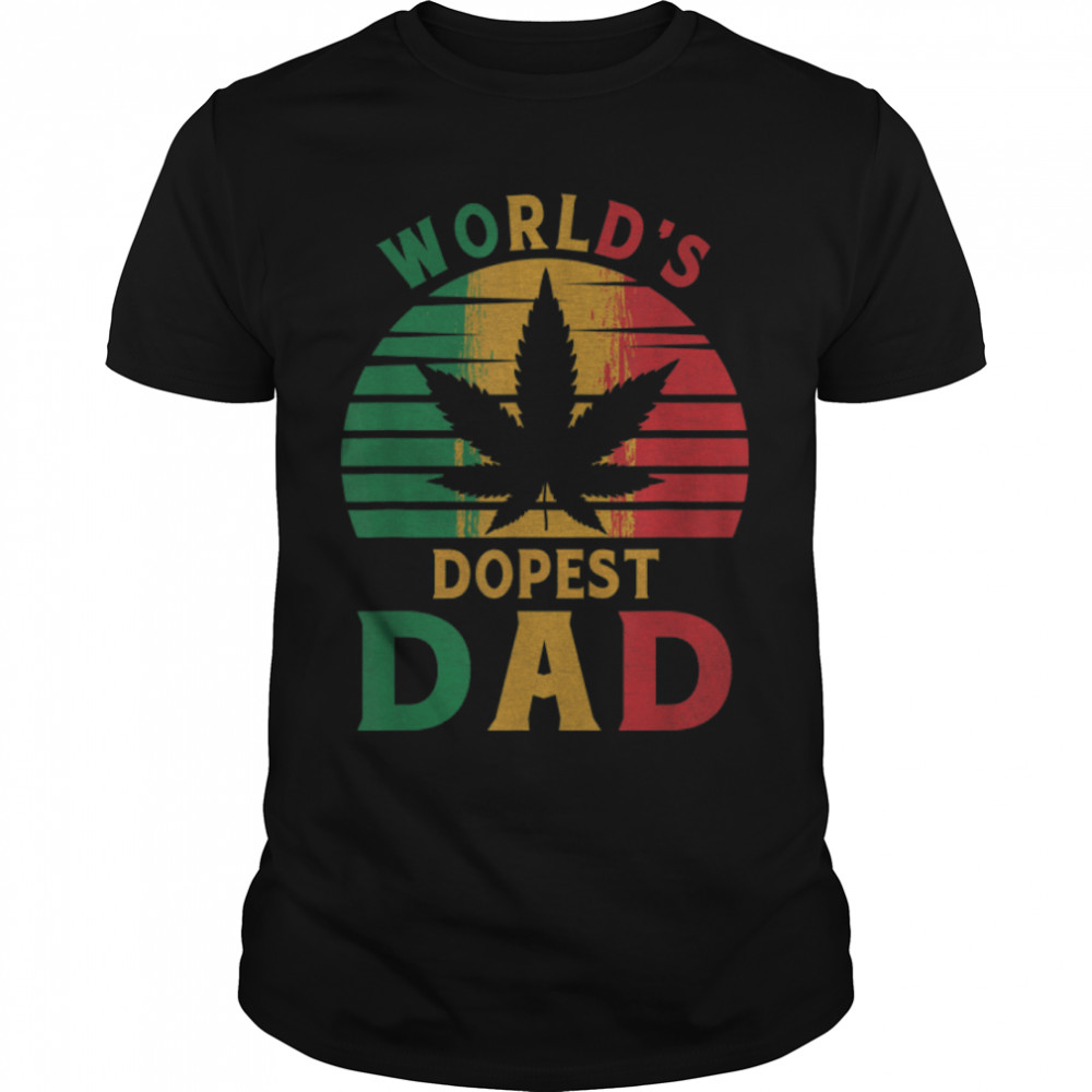 Weed World's Dopest Dad Funny Leaf Juneteenth Fathers Day T- B09ZTLVMWJ Classic Men's T-shirt