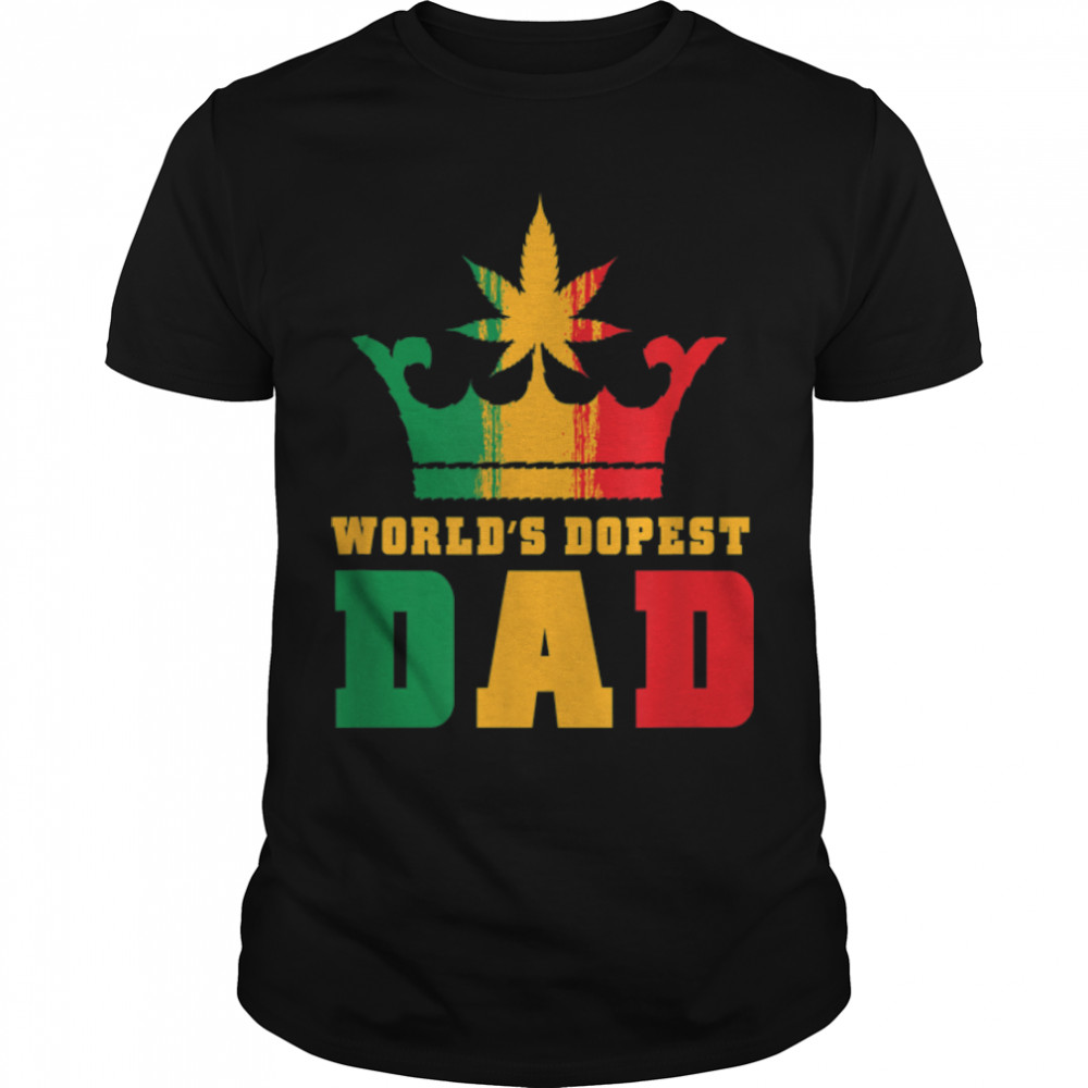Weed World's Dopest Dad Funny Leaf Juneteenth Fathers Day T-Shirt B09ZTNRHS8