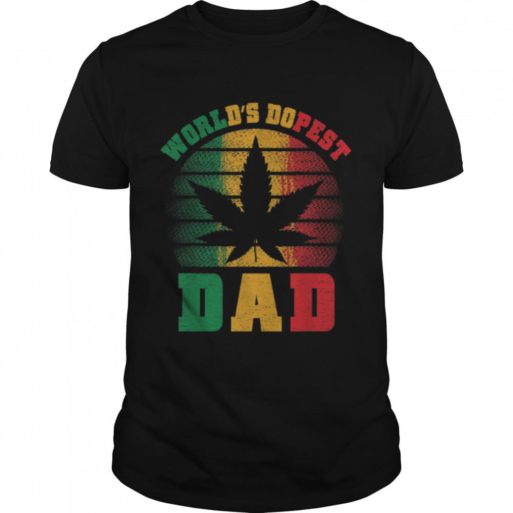 Weed World's Dopest Dad Funny Leaf Juneteenth Fathers Day T- B09ZTP2LVB Classic Men's T-shirt