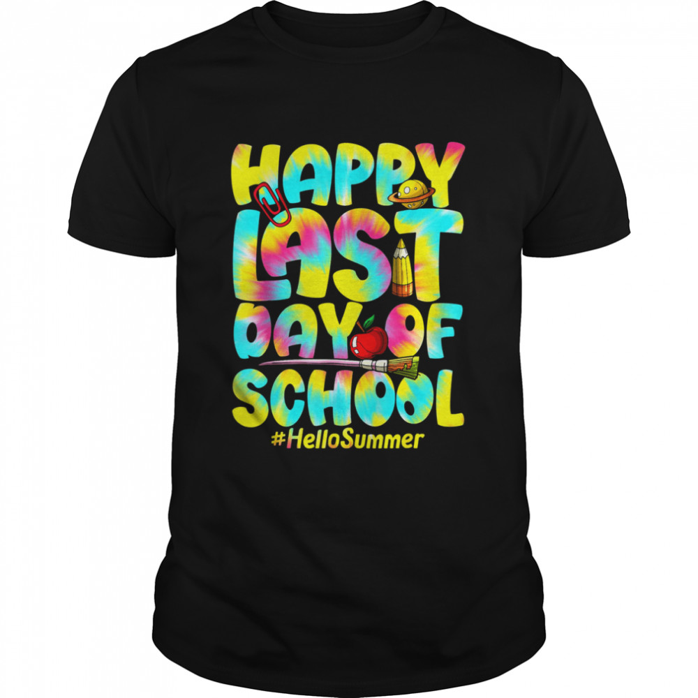 Hello Summer Happy Last Day of School 2022 Tie Dye Vacation  Classic Men's T-shirt