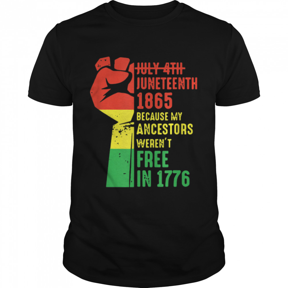 Juneteenth Ancestors Black African American Flag T-Shirt B09ZTVHWHH