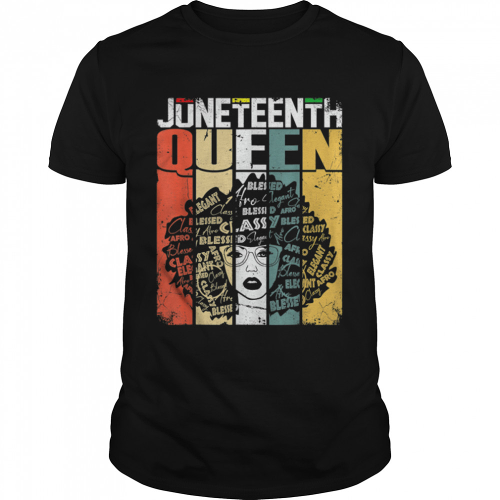 Juneteenth Black Queen Afro Melanin Girl Magic Women Girls T-Shirt B09ZTTNRWW