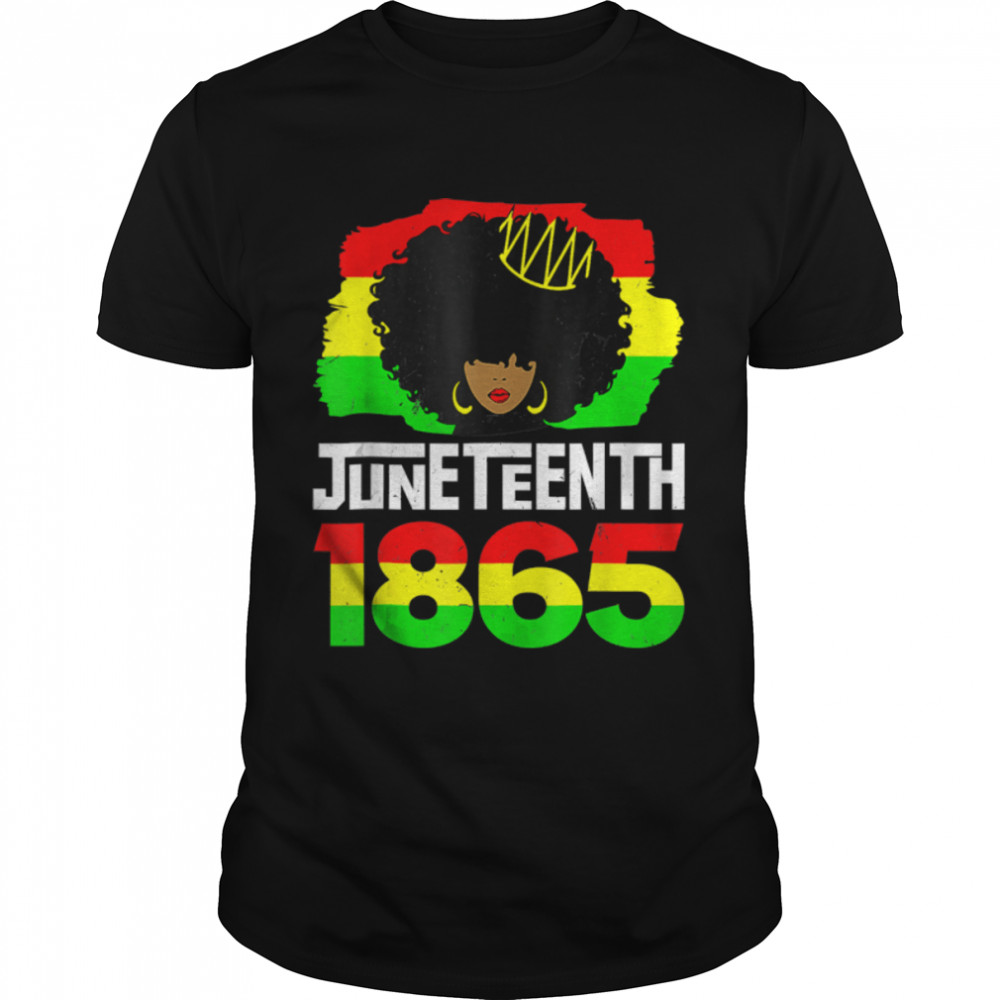 Juneteenth Black Queen Afro Melanin Girl Magic Women Girls T-Shirt B09Ztv613P