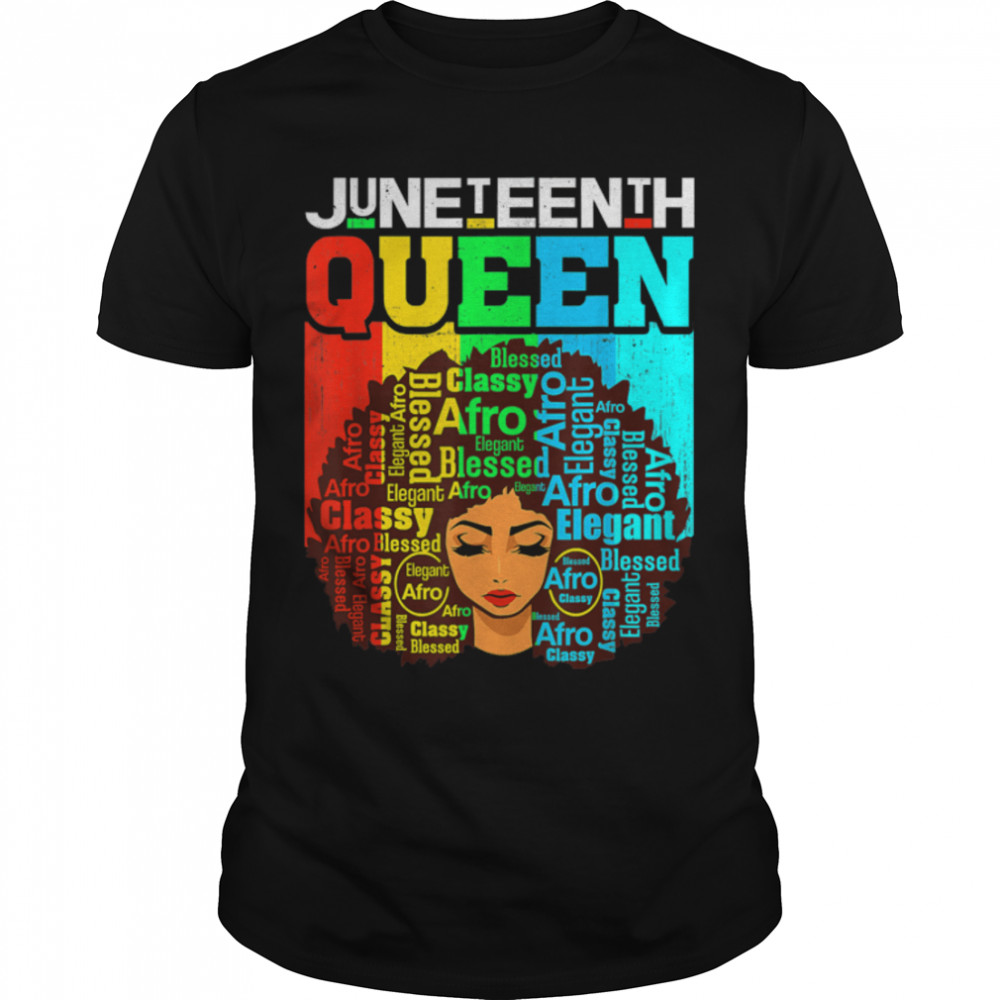 Juneteenth Black Queen Afro Melanin Girl Magic Women Girls T-Shirt B09ZTVK93P