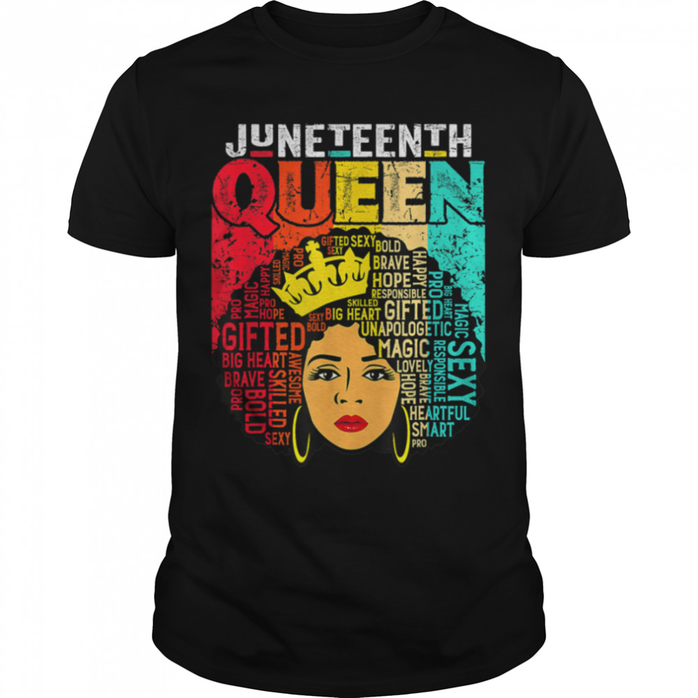 Juneteenth Black Queen Afro Melanin Girl Magic Women Girls T-Shirt B09ZTVSH2H