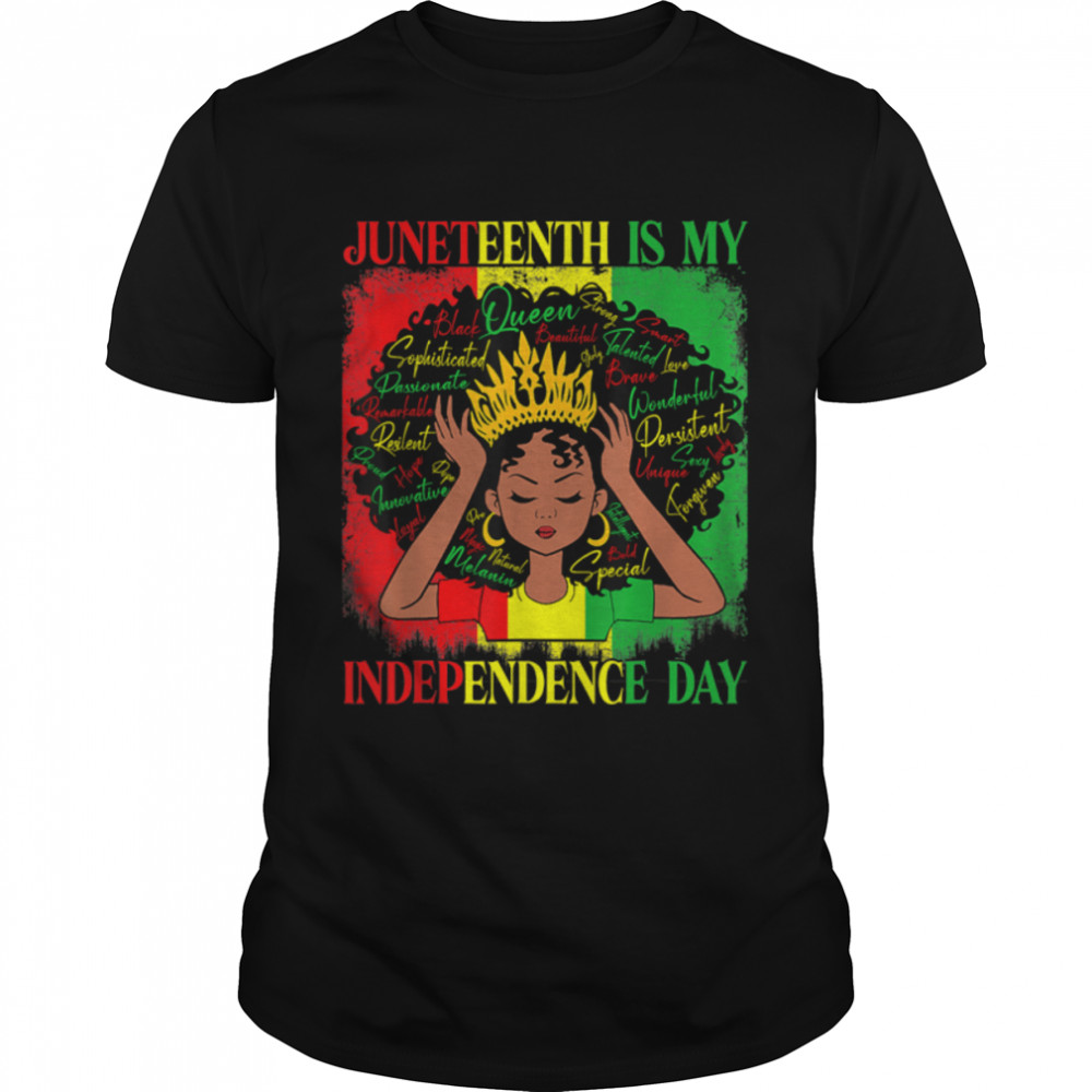 Juneteenth Black Queen Afro Melanin Girl Magic Women Girls T-Shirt B09Ztwnfpb