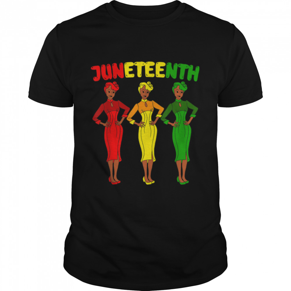 Juneteenth Black Queen Women Black Melanin Natural Hair T-Shirt B09ZTWP9CT