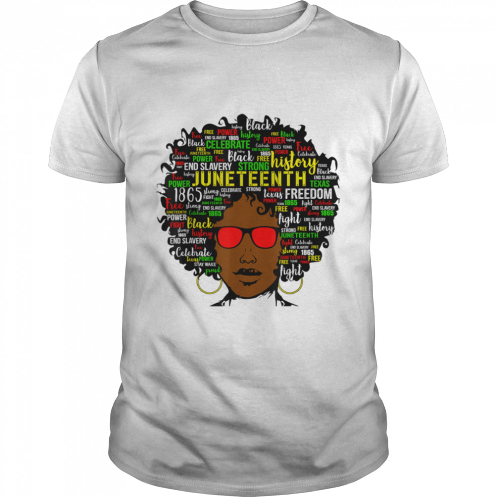 Juneteenth Melanin Black Women Natural Hair Afro Word design T-Shirt B09ZTVGGPZ