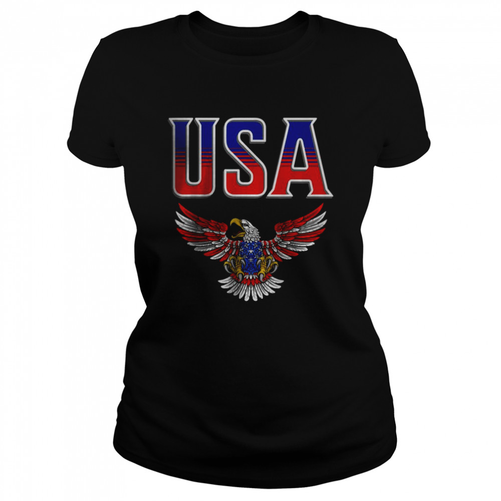 PATRIOTIC EAGLE 4TH OF JULY USA AMERICAN FLAG T- Classic Women's T-shirt