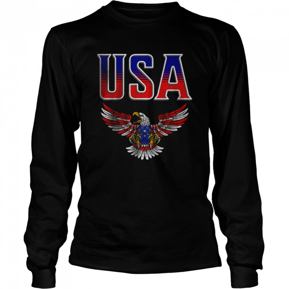 PATRIOTIC EAGLE 4TH OF JULY USA AMERICAN FLAG T- Long Sleeved T-shirt