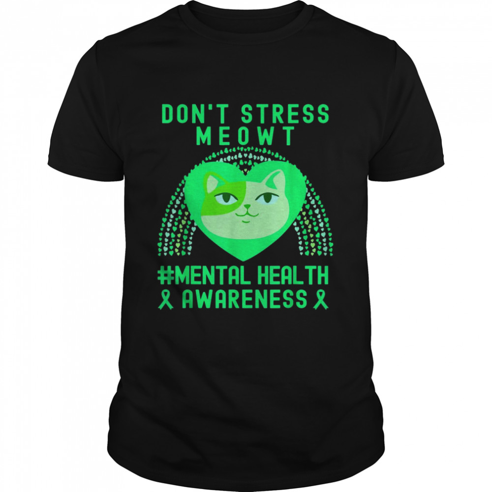 Don’t Stress Meowttal Health Awareness Rainbow Heart Cat  Classic Men's T-shirt