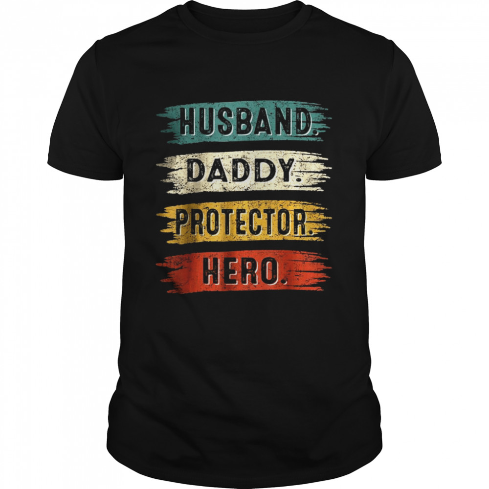 Vintage Husband Daddy Protector Dad Hero Happy Father’s Day T-Shirt