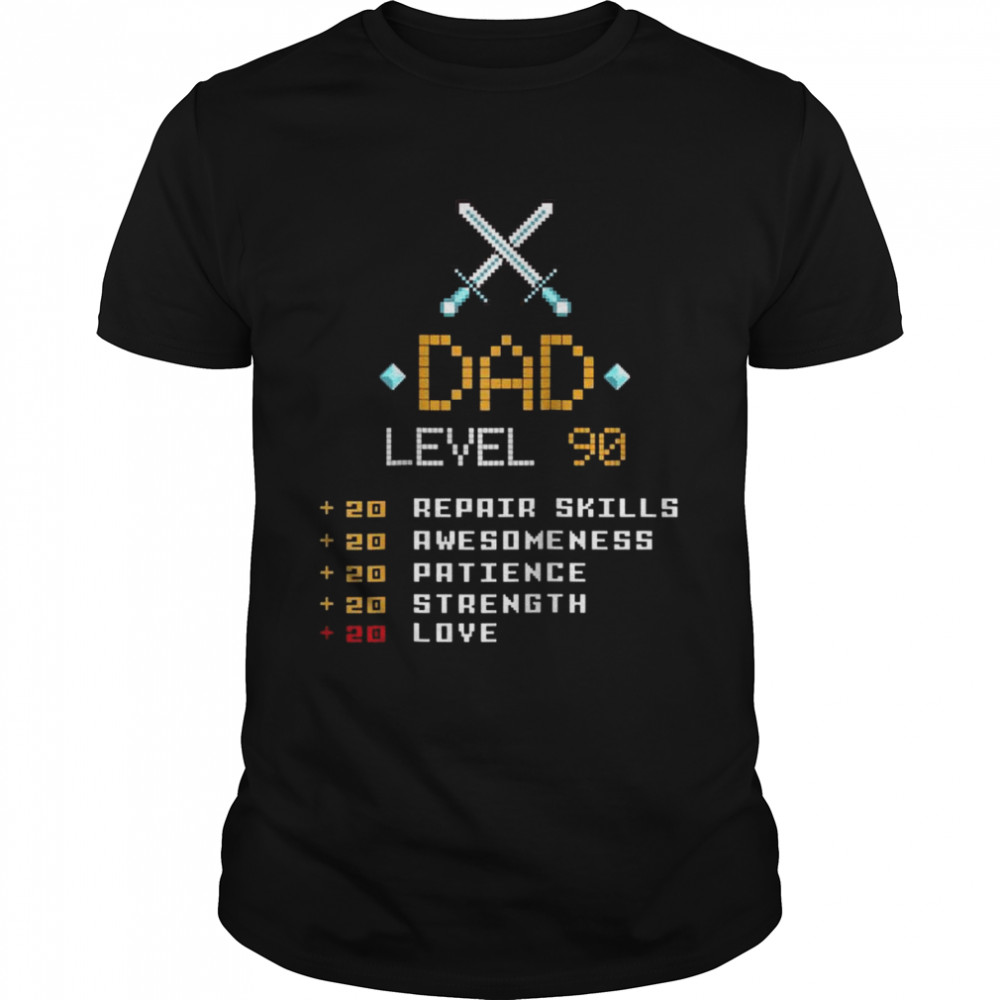 Dad Stats Pixel Arcade Spielfigur Level 90 Raglan Shirt