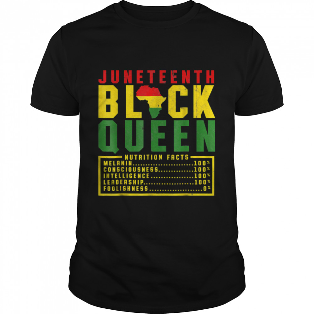 Juneteenth Womens Black Queen Nutrition Melanin Black Pride T-Shirt B0B14YMNSK