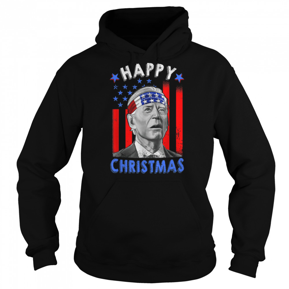 Funny Joe Biden Happy Christmas US Flag 4th Of July T- B0B186585R Unisex Hoodie