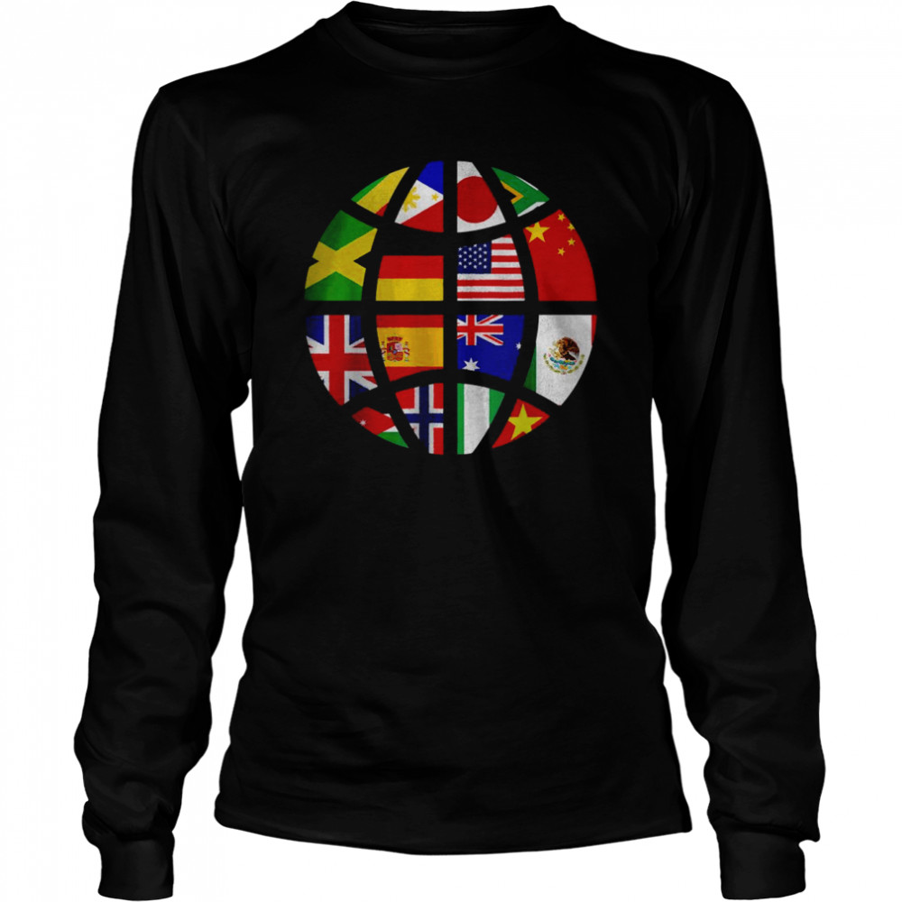 International World Flags Traveler Travelling World Flags T- Long Sleeved T-shirt