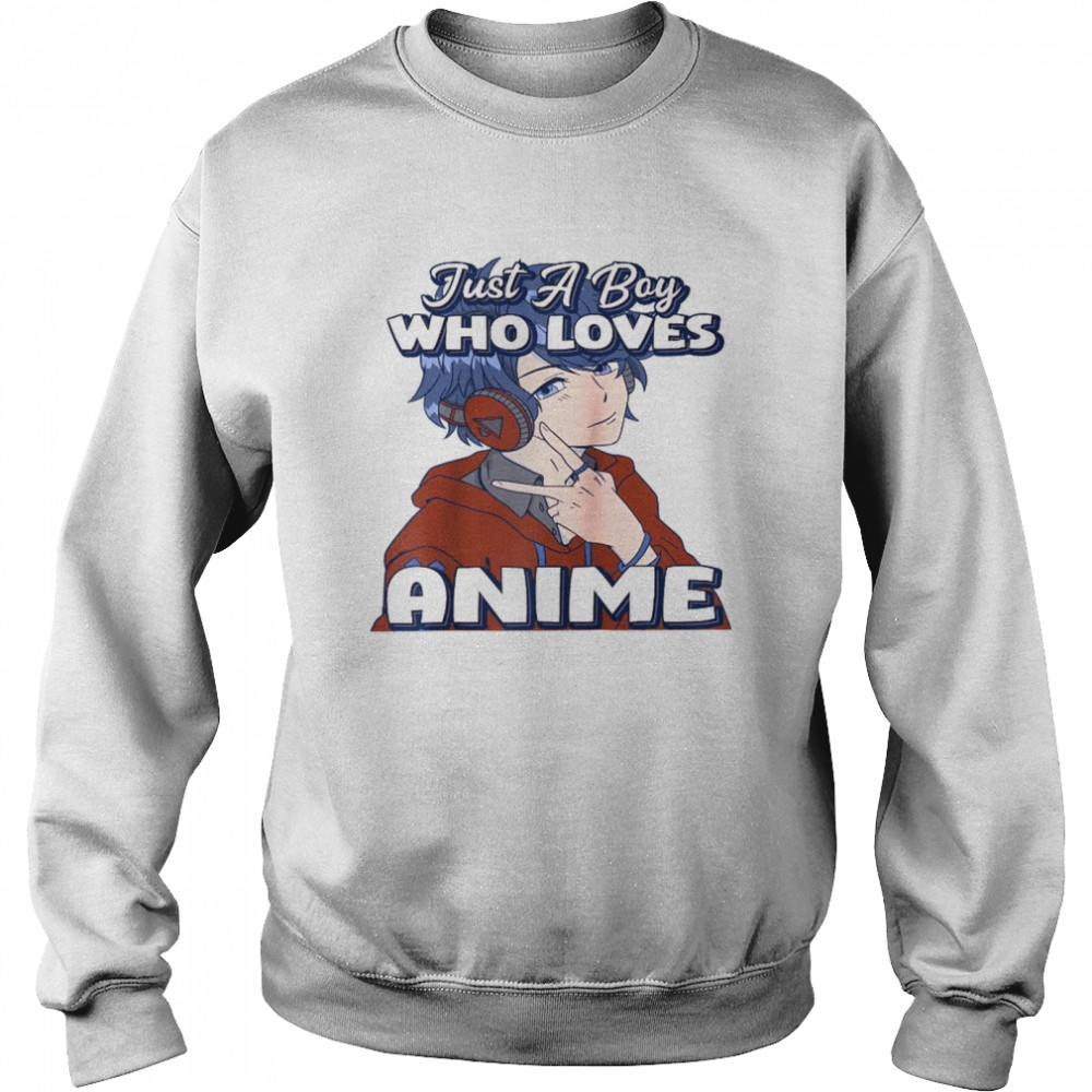 Just A Boy Who Loves Anime V Peace Symbol Fingers Fun  Unisex Sweatshirt