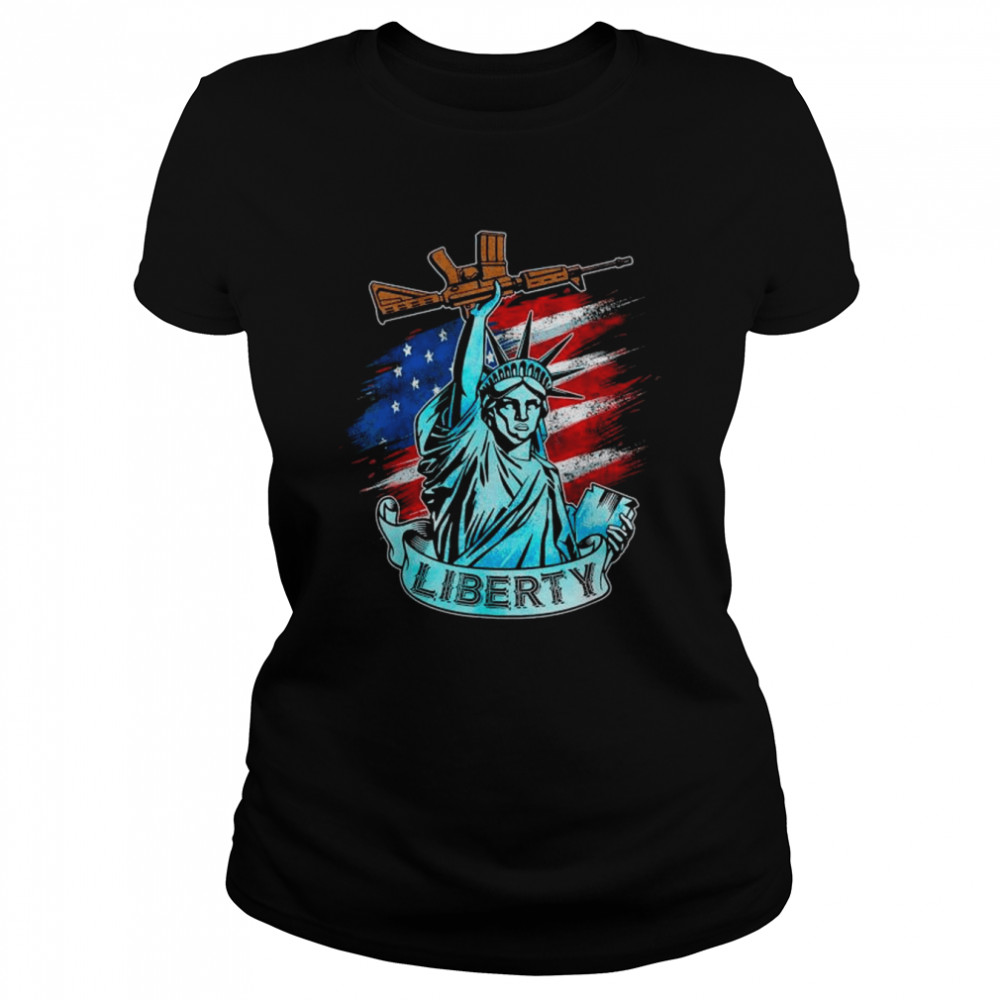 Statue of liberty new york city American flag 4th of july shirt Classic Women's T-shirt