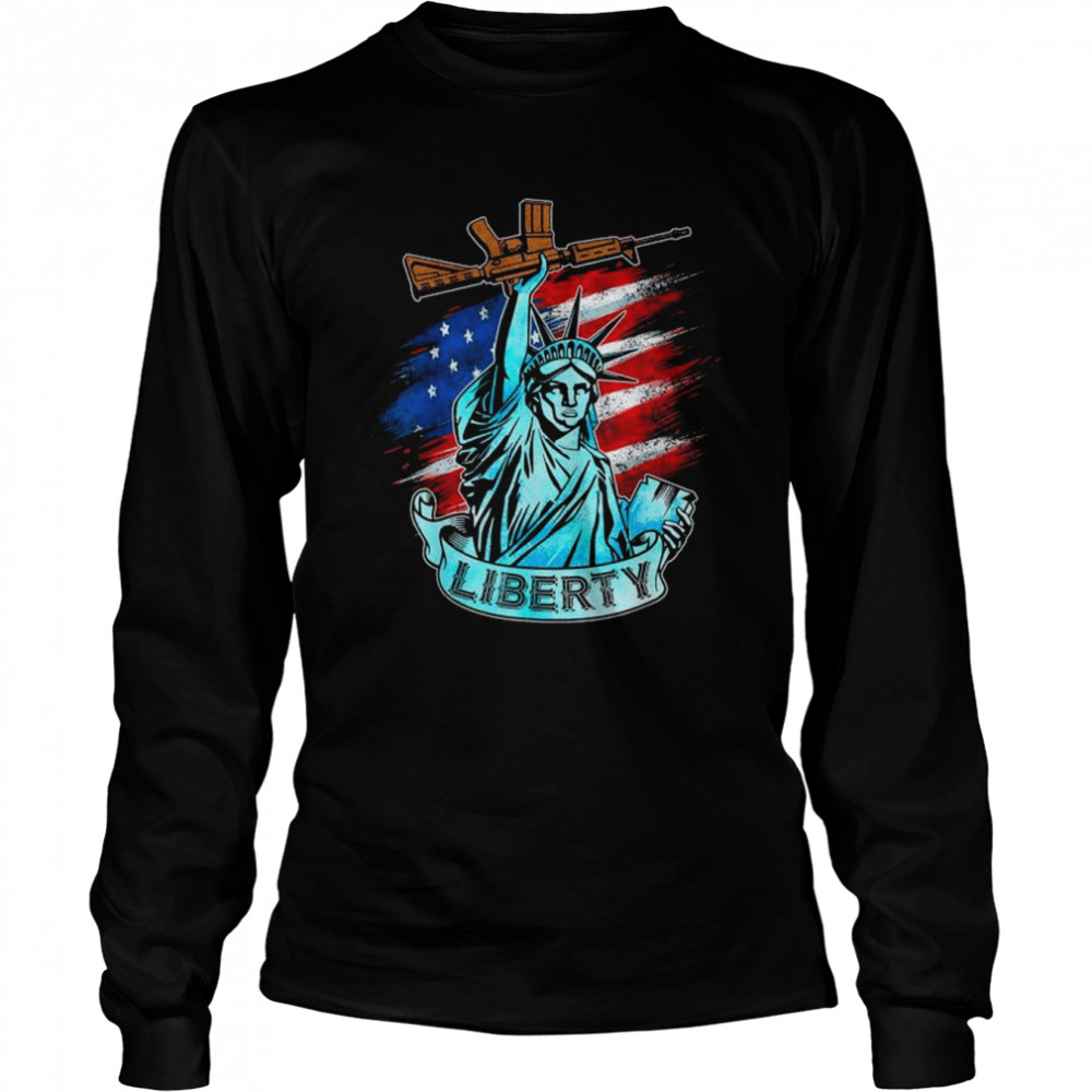Statue of liberty new york city American flag 4th of july shirt Long Sleeved T-shirt