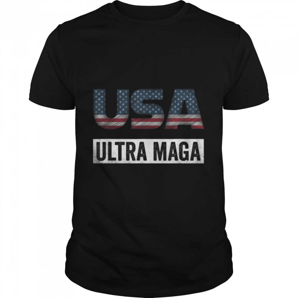 Ultra Maga Anti Joe Biden Retro USA American Flag T- B0B1863VQV Classic Men's T-shirt